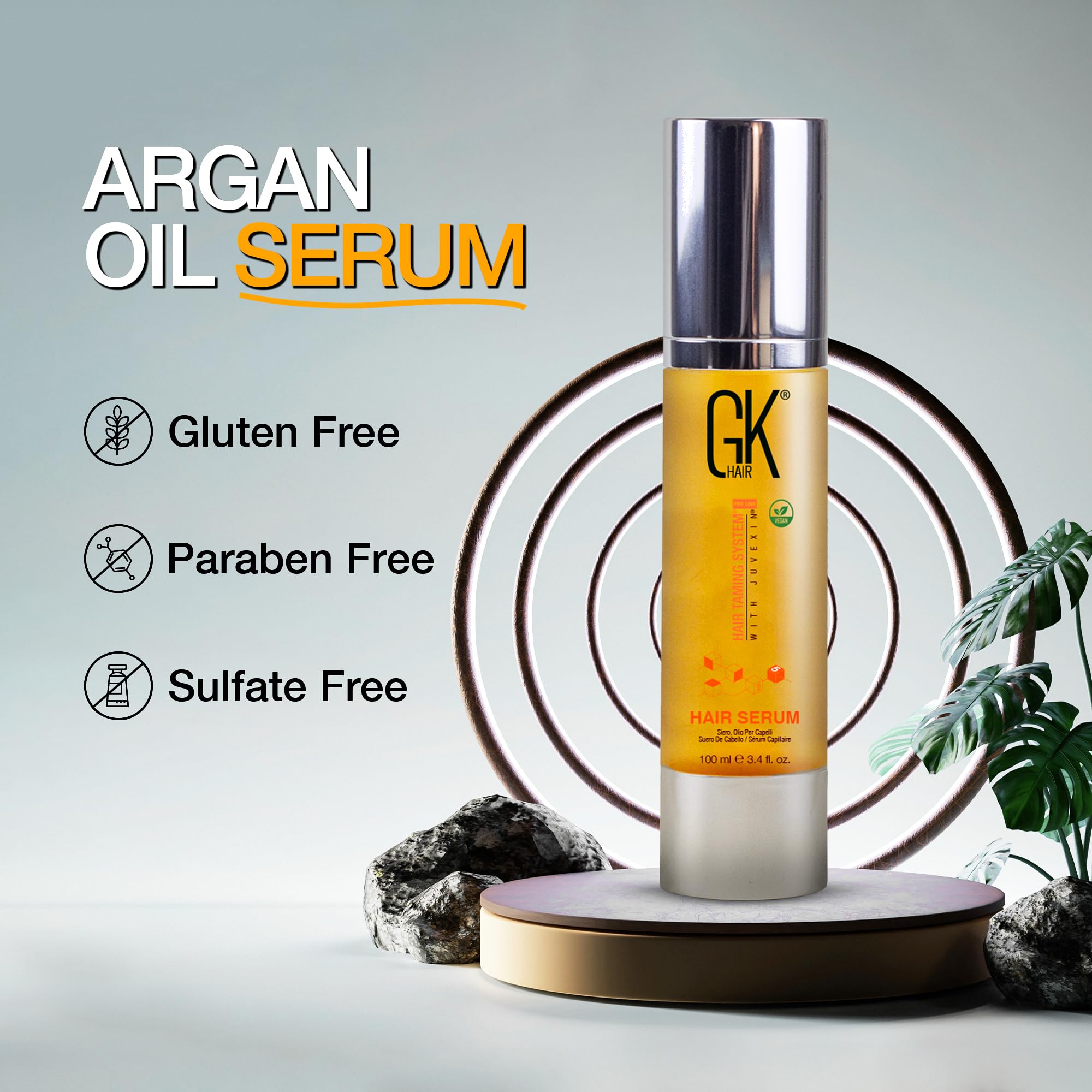 GK HAIR Argan Oil Serum shows easy hands-on application before bed.