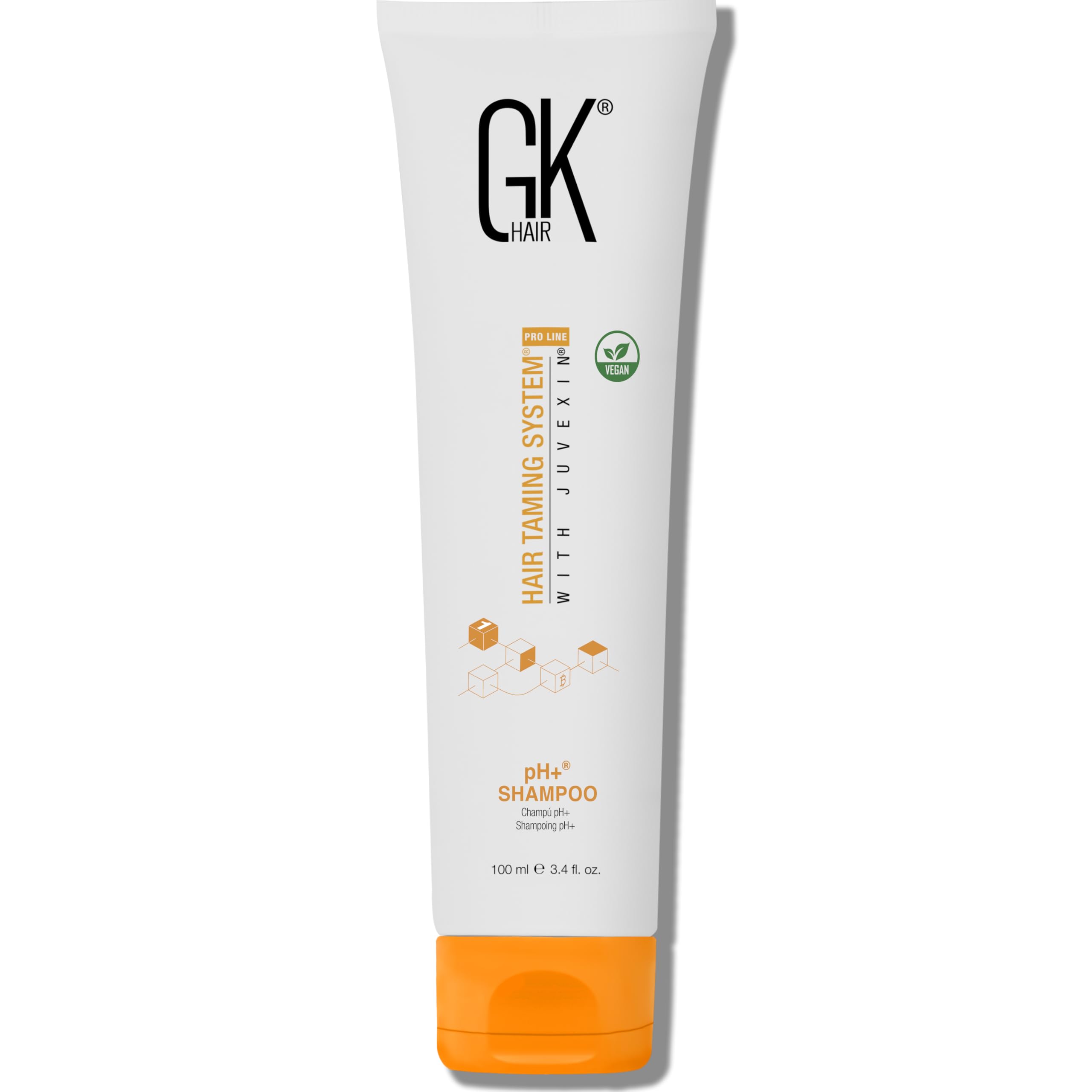GK HAIR pH+ Clarifying Shampoo bottle for pre-treatment cleansing and impurity removal