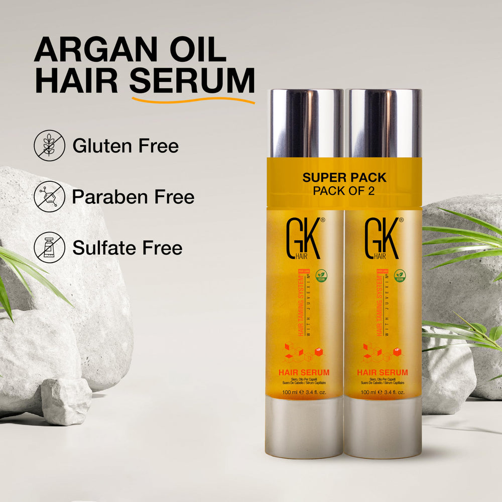 GK HAIR oil creates shiny, healthy-looking hair strands.
