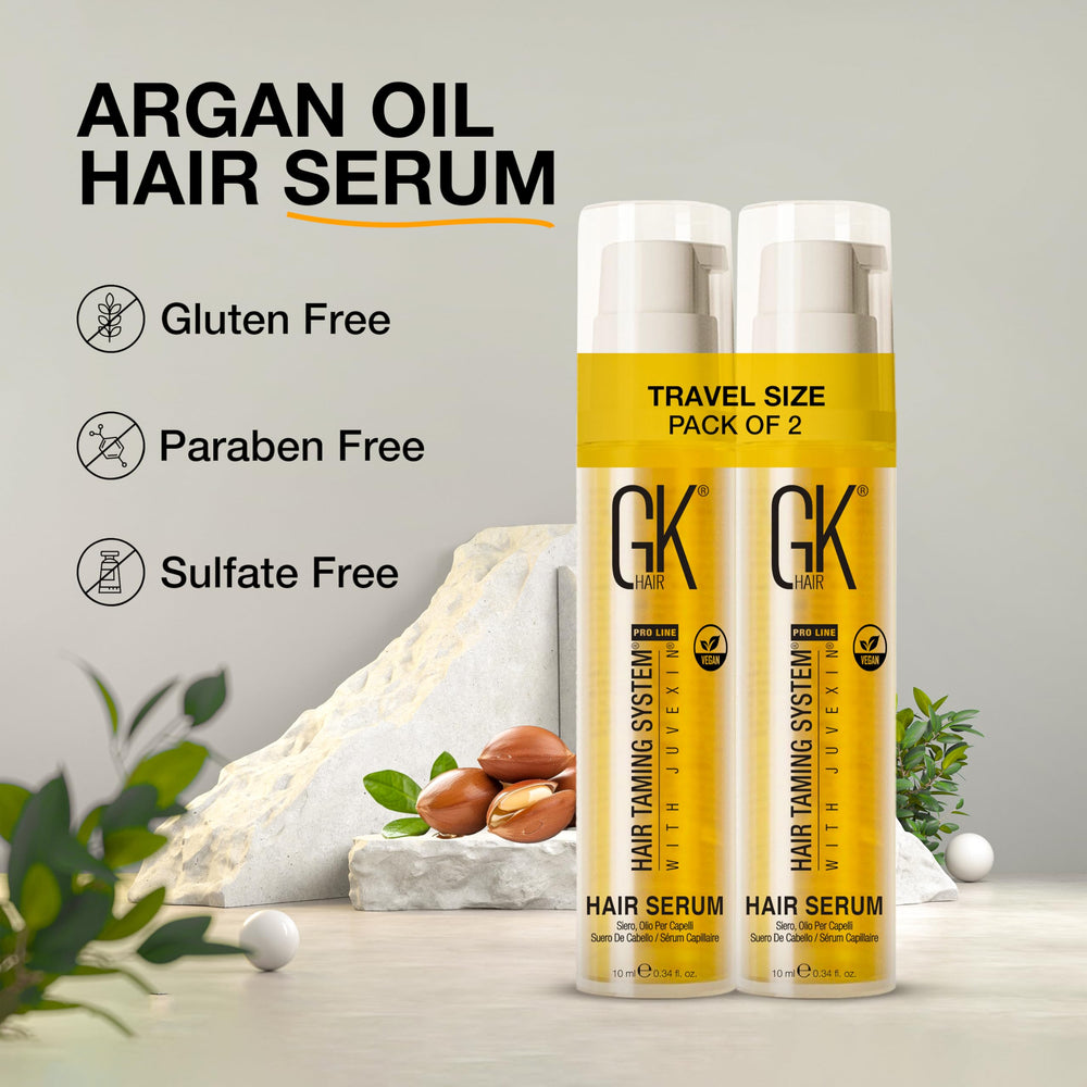 GK HAIR travel size hair oil travel-friendly kit shows on-the-go usage