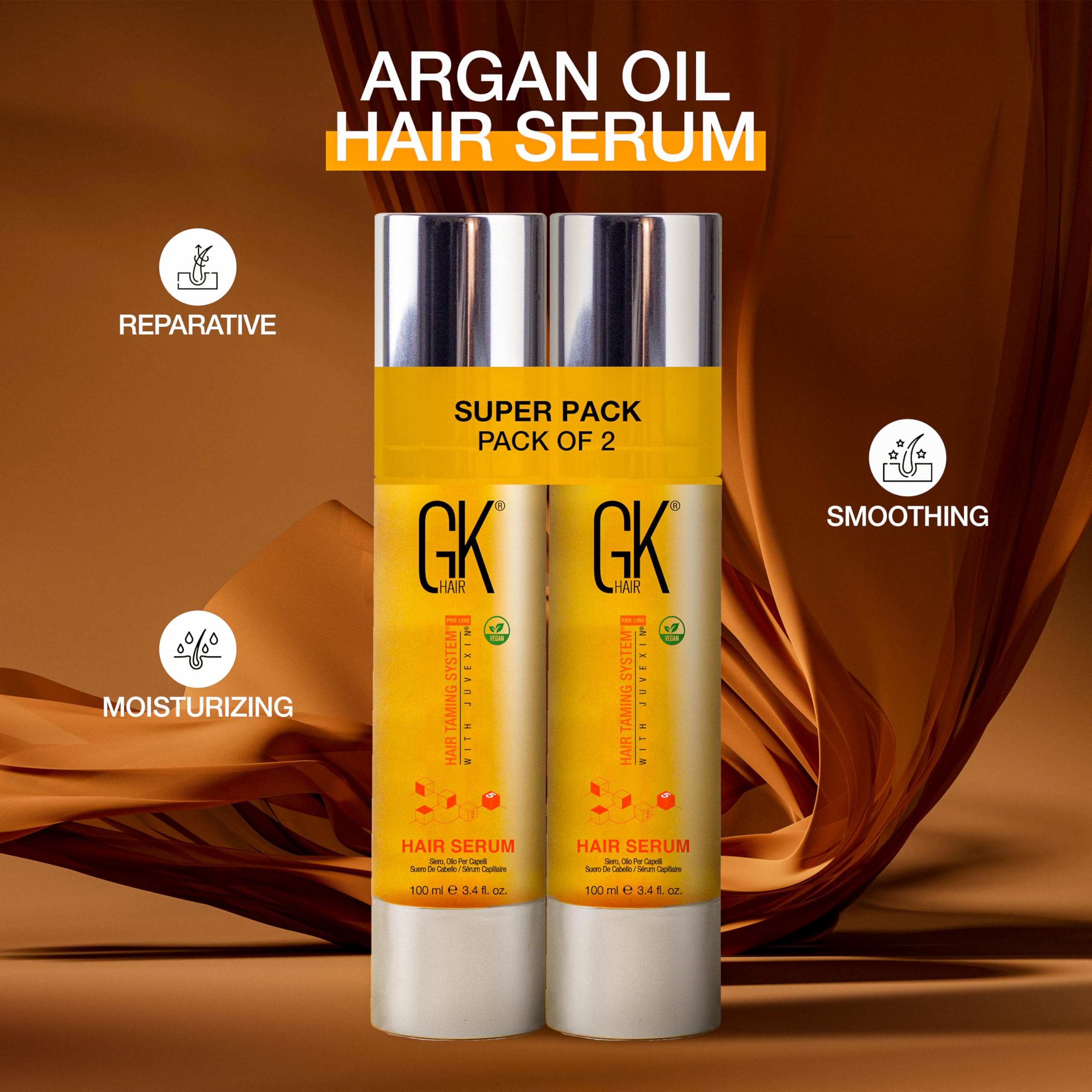 GK HAIR oil usage guide demonstrates easy application.