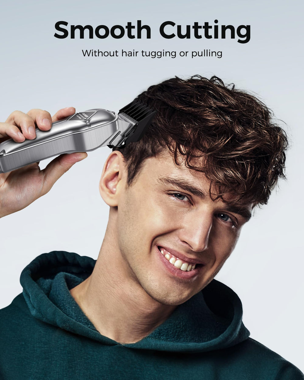 GLAKER 440c blades close-up emphasizing durability for coarse hair.