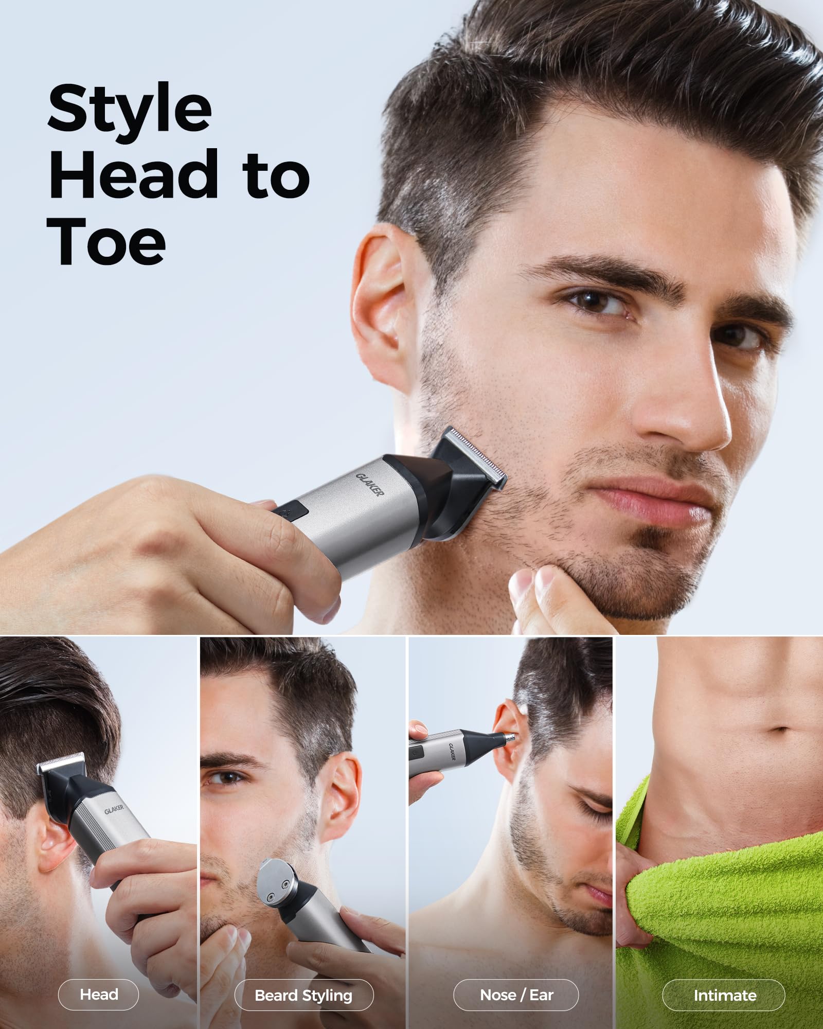 GLAKER Stainless steel blades deliver durable, sharp trims for daily use.