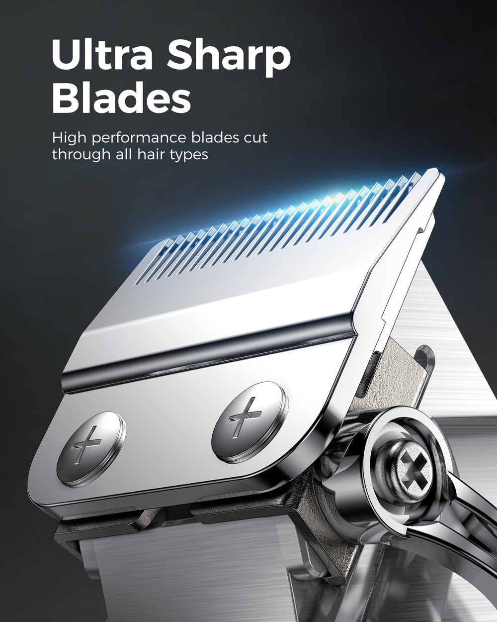 GLAKER clippers motor close-up highlights 6000-7000 rpm for sharp cuts.