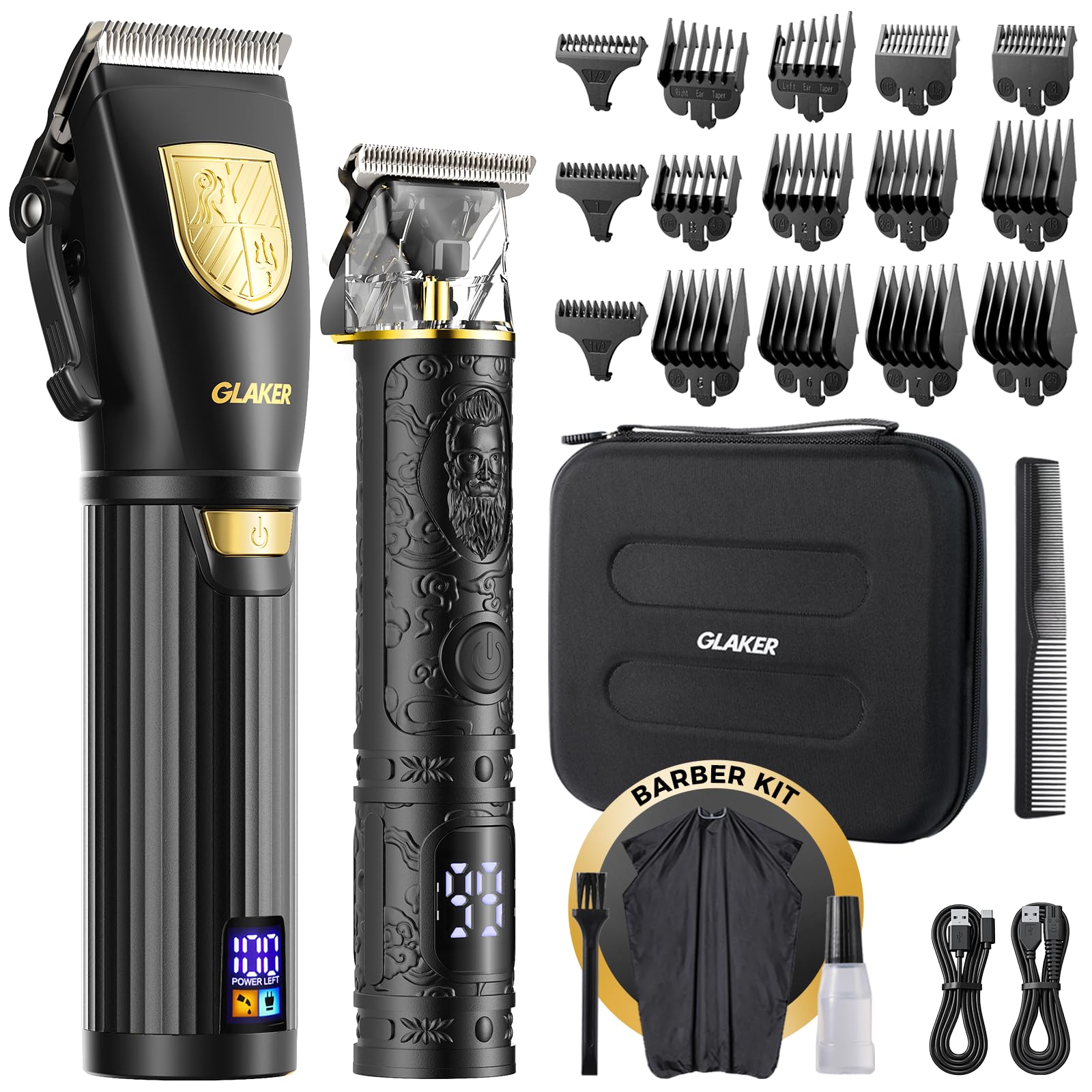 GLAKER hair clippers cordless front view for precise at-home grooming