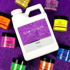Glam and Glits acrylic powders palette reveals pink, white, clear shades for easy matching.