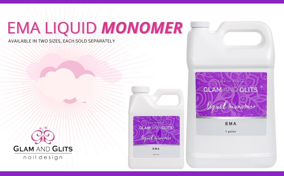 Glam and Glits EMA 16oz bottle highlighting generous size for salon performance.