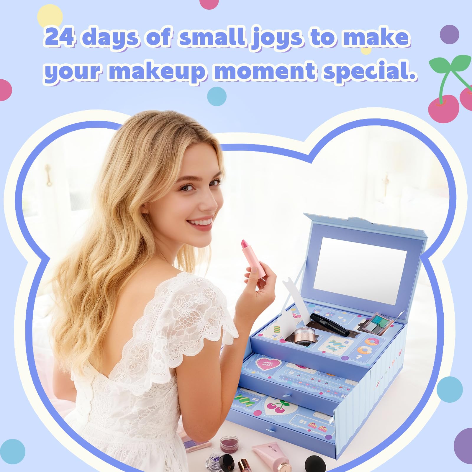Glam Code blush and lipstick selections offering versatile 24-day makeup variety.