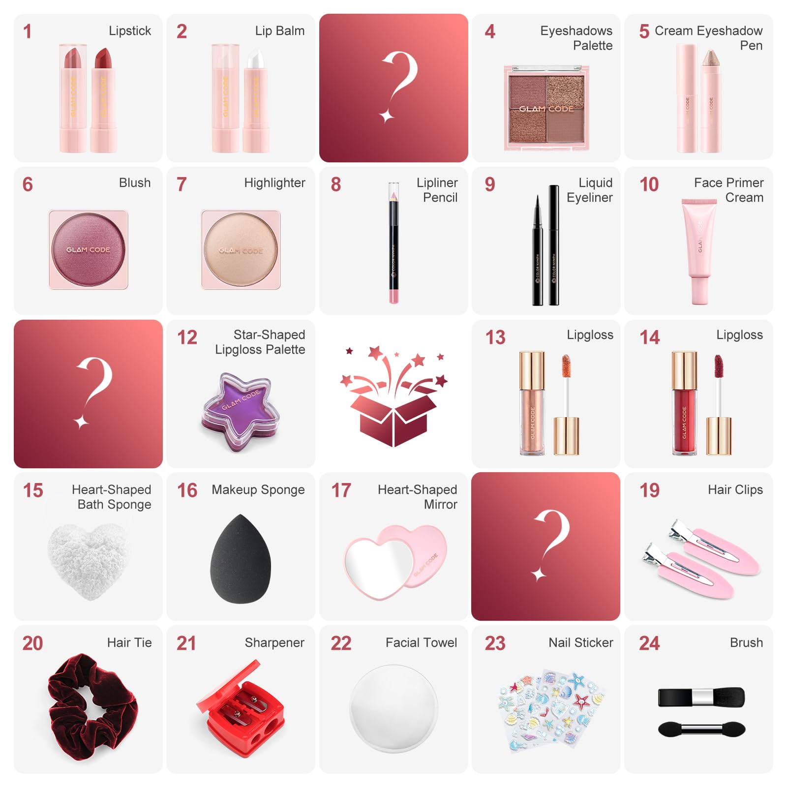 Glam Code hair accessories including hair ties and pins for quick hairstyles