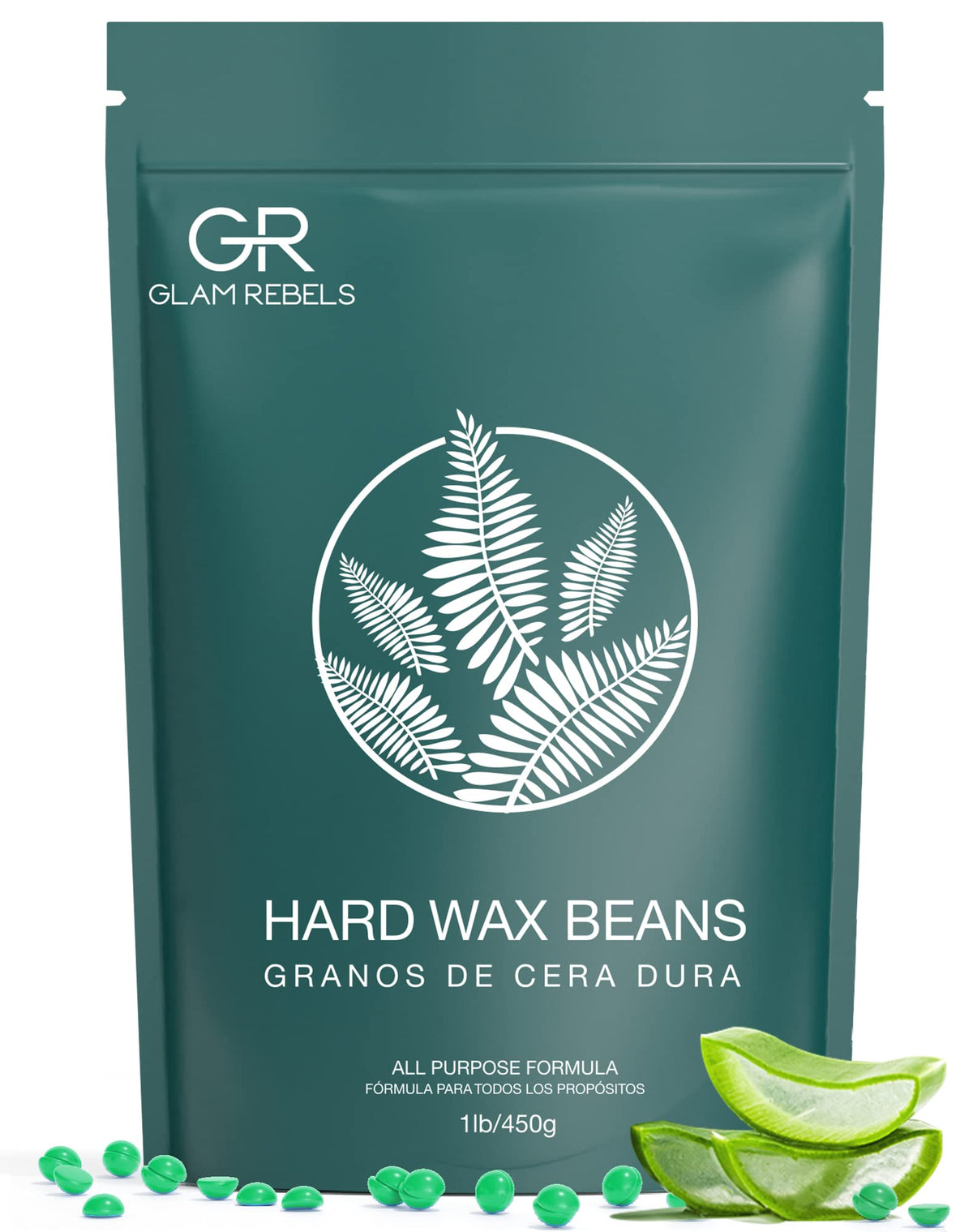 GLAM REBELS hard wax beads aloe-application for soothing sensitive skin during at-home waxing.