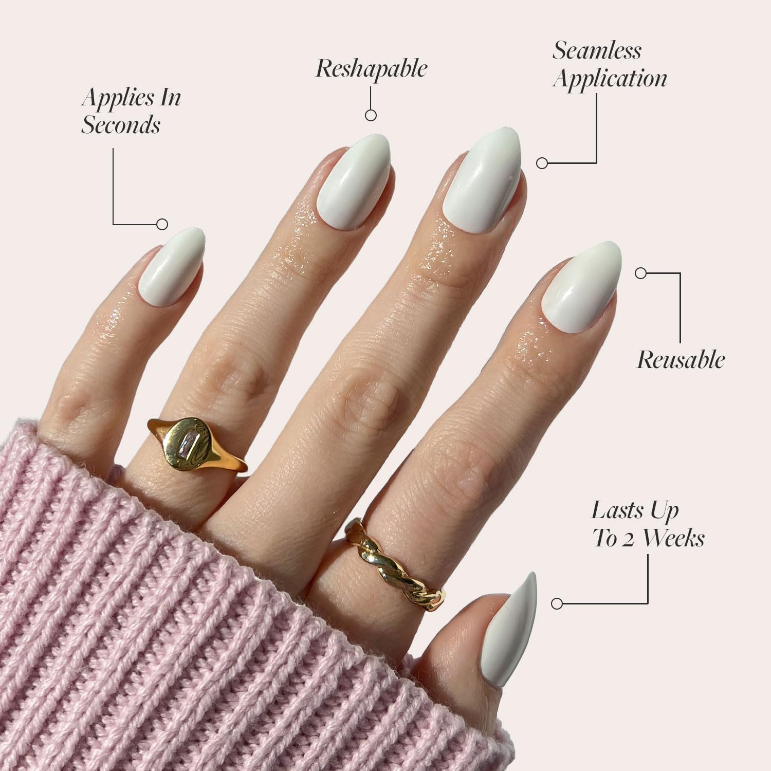 Glamnetic Angel nails with soft velvet finish for premium look.