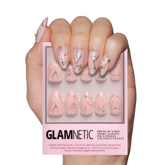 Glamnetic Astro nails front view with glossy 3D swirls for bold everyday style.
