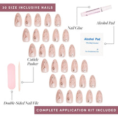 Glamnetic Astro nails short almond shape for versatile daily wear.