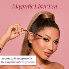 Glamnetic black magnetic eyeliner pen precision tip supports clean lines for bold lash looks.