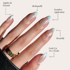 Glamnetic Blueberry Icing French tip nails for pastel weekday-to-weekend looks.