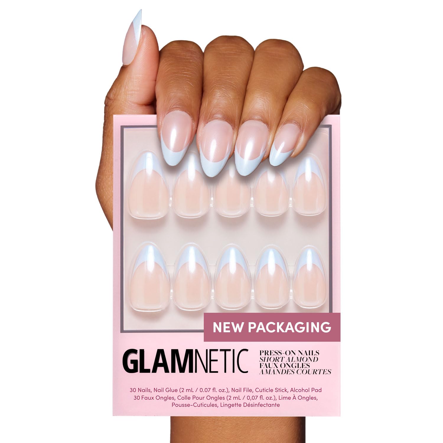 Glamnetic Blueberry Icing glazed baby blue nails with a durable glaze finish.