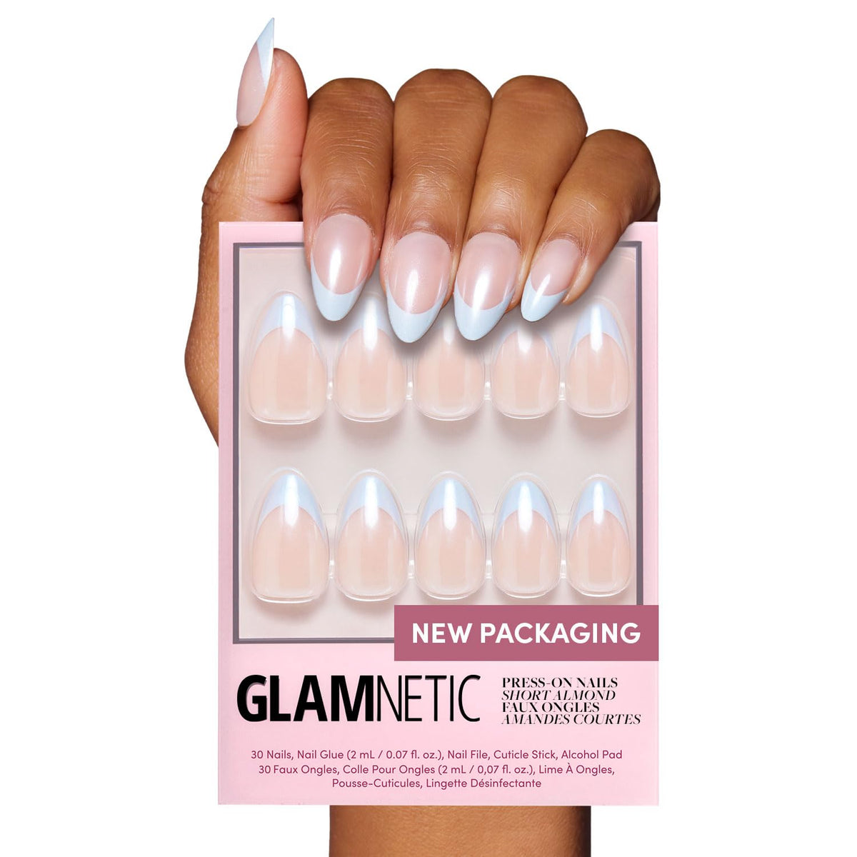 Glamnetic Blueberry Icing glazed baby blue nails with a durable glaze finish.