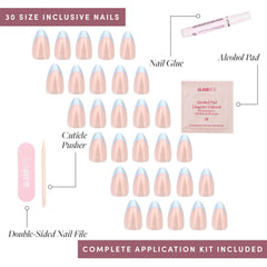 Glamnetic Blueberry Icing nail kit storage box keeps all 30 nails organized.