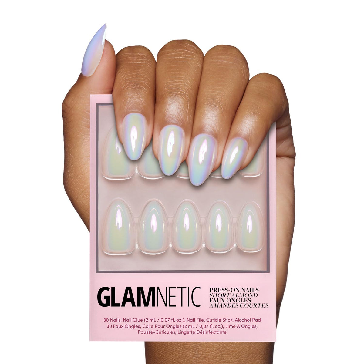 Glamnetic Entranced holographic nails with a semi-transparent finish for versatile daily glam.