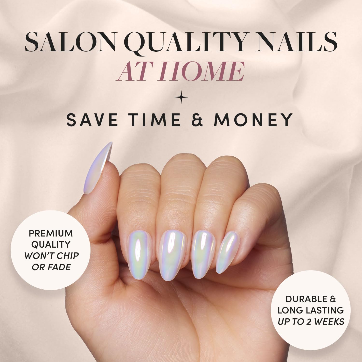 Glamnetic Entranced semi-transparent nails offering lightweight sparkle for work and evenings.