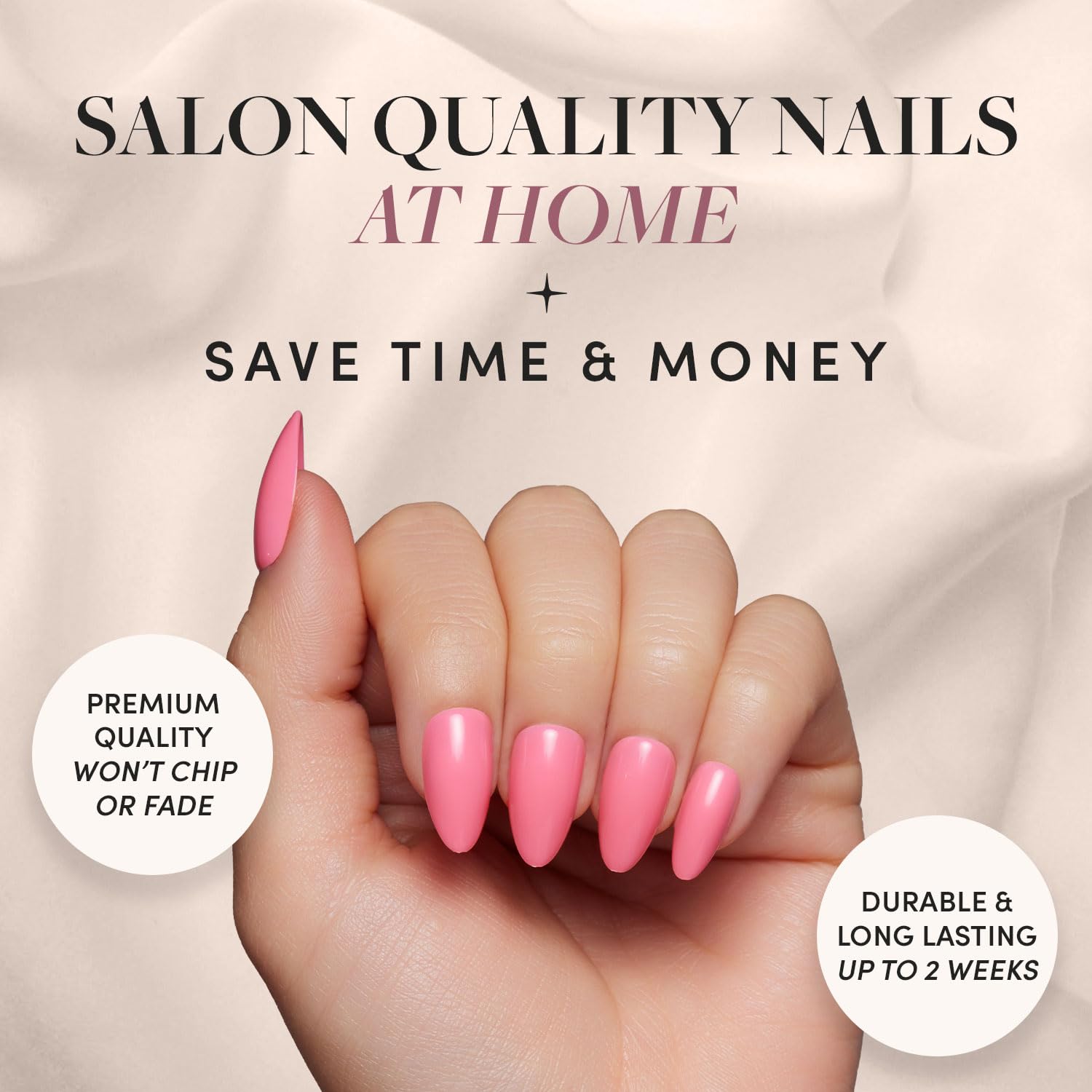 Glamnetic flamingo-pink nails kit on hand for quick, stylish on-the-go looks