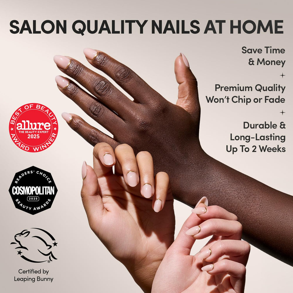 Glamnetic Glam Goals gold reverse French tip detail for luxe finish
