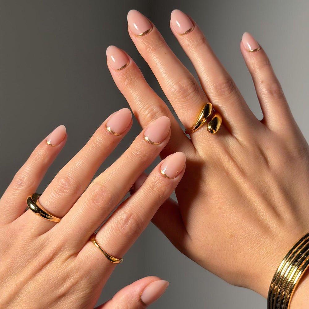 Glamnetic Glam Goals nails kit close-up for precise fit and chic neutral look