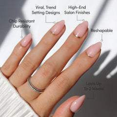 Glamnetic Goal Chaser nails almond profile shows short length for everyday wear