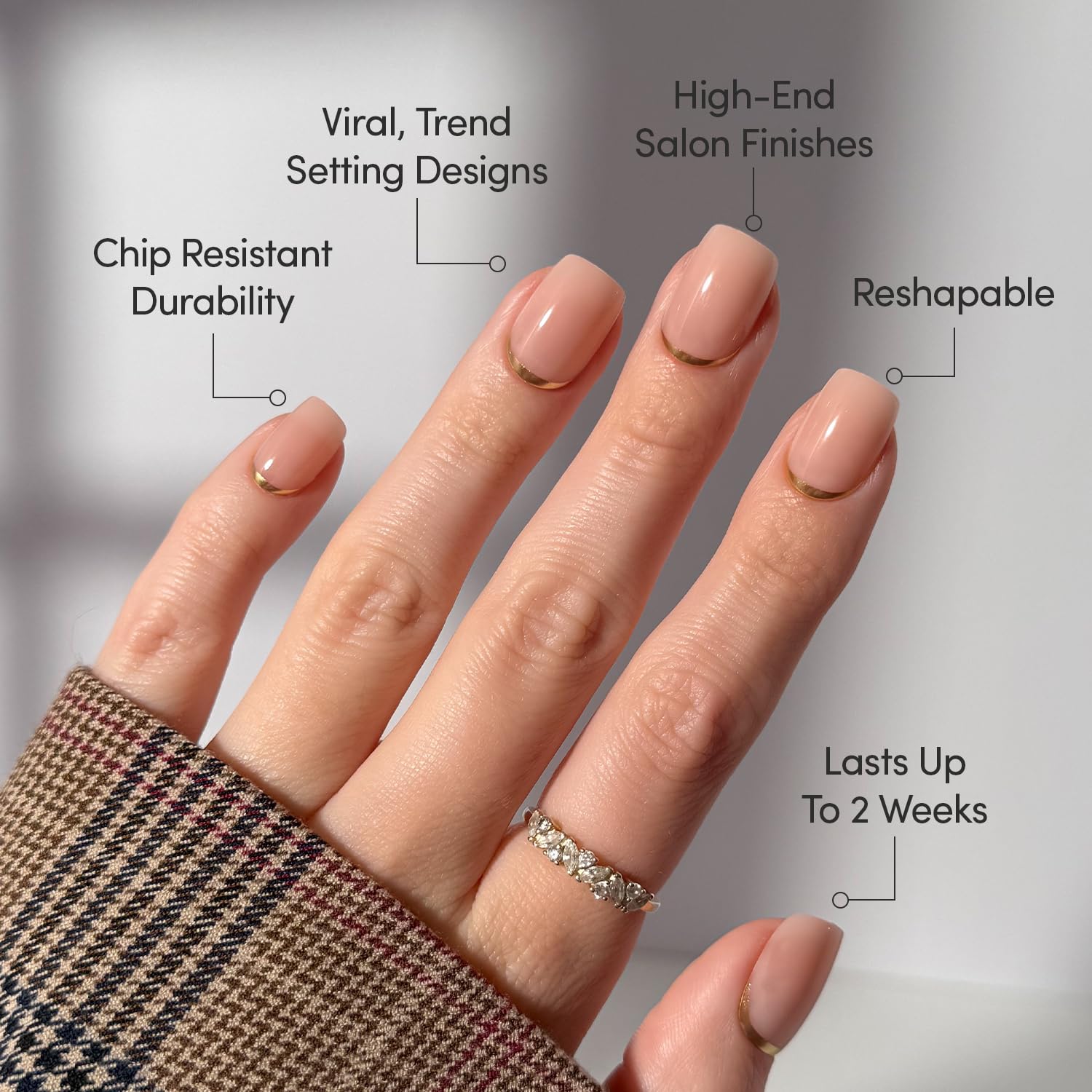 Glamnetic Goal Setter nails nude-base set highlighting semi-transparent finish for versatile looks.