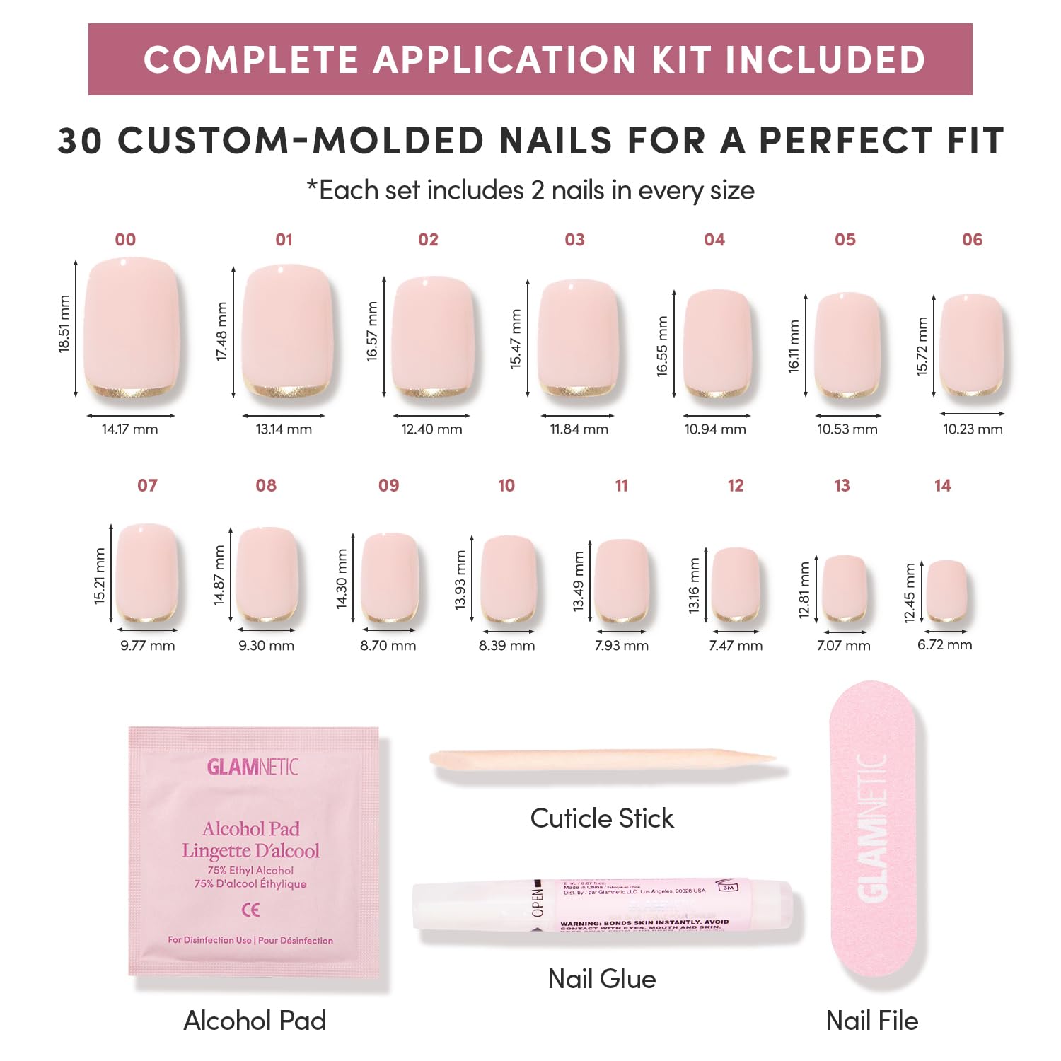 Glamnetic Goal Setter nails storage box with 30 nails and accessories.