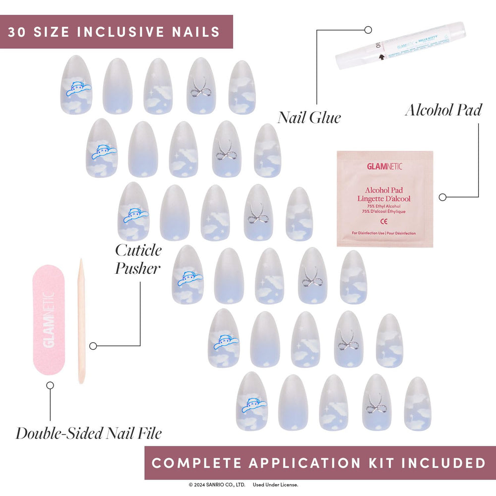 Glamnetic Hello Kitty nail kit in storage box for easy organization