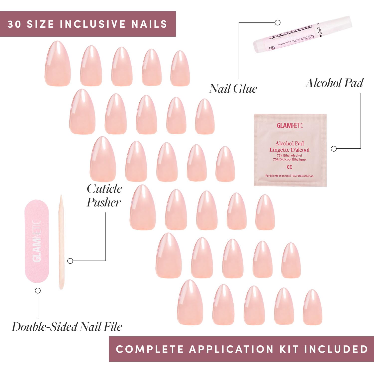 Glamnetic Los Angeles nails maintain durability up to two weeks with easy trimming.