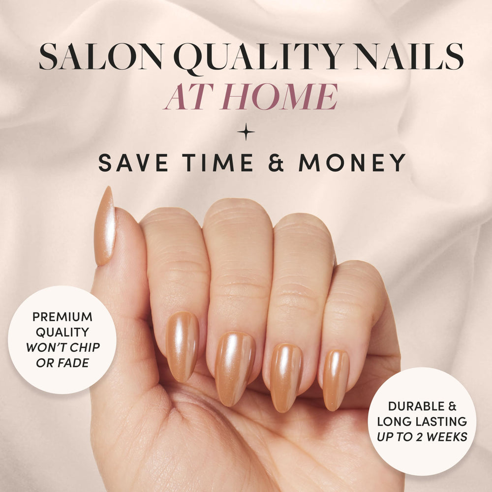 Glamnetic Maple Glaze nails on hand for everyday wear