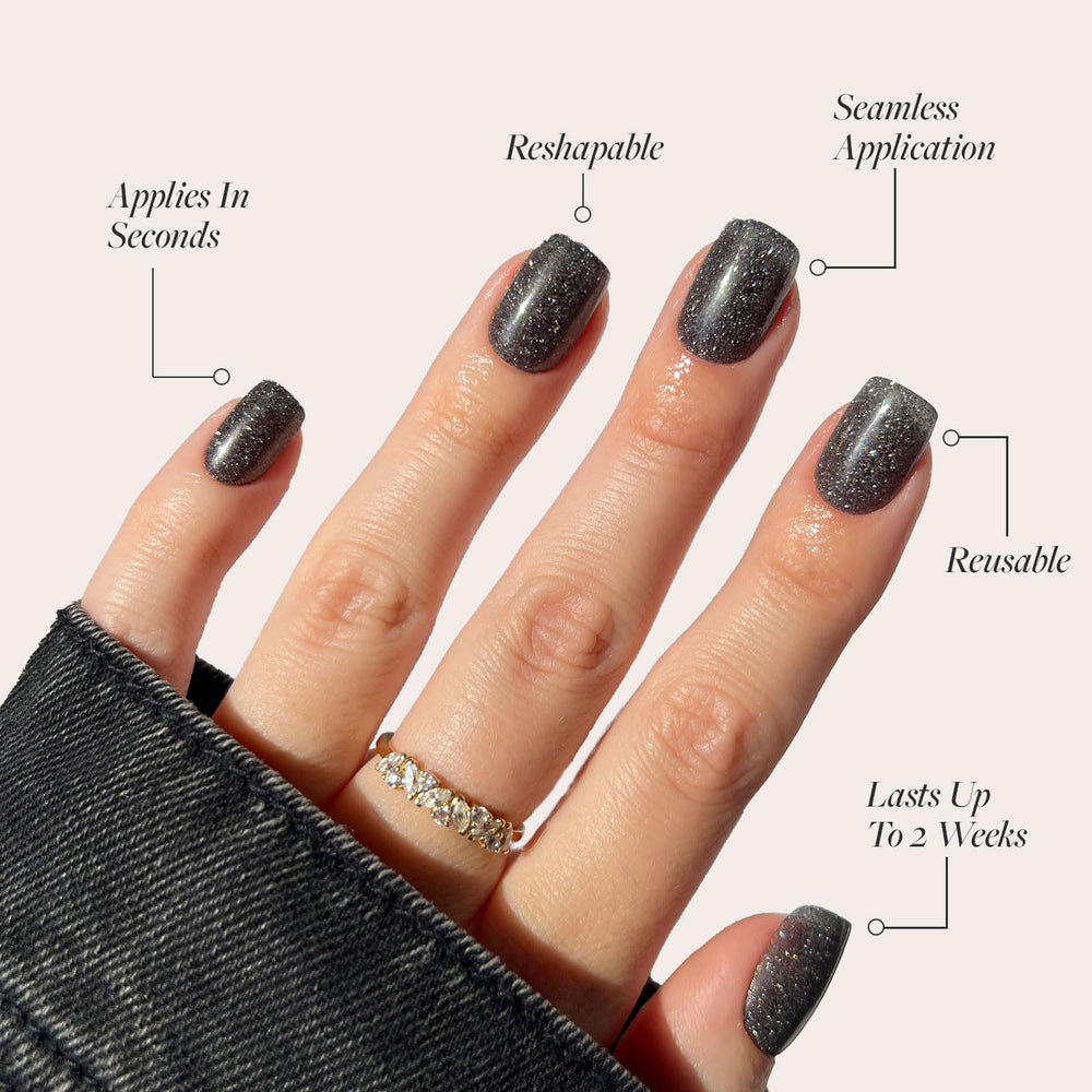 Glamnetic nail glue and tools included for secure at-home results