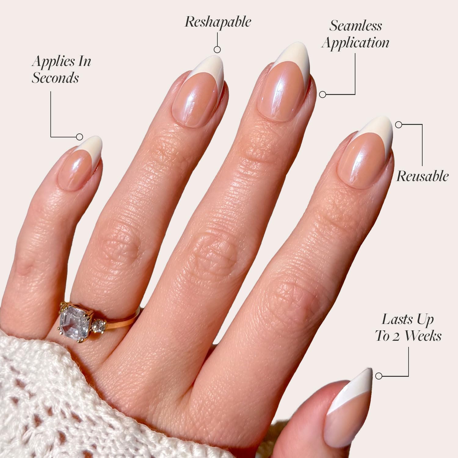 Glamnetic Mrs nails include 15 sizes and storage box for precise fit.
