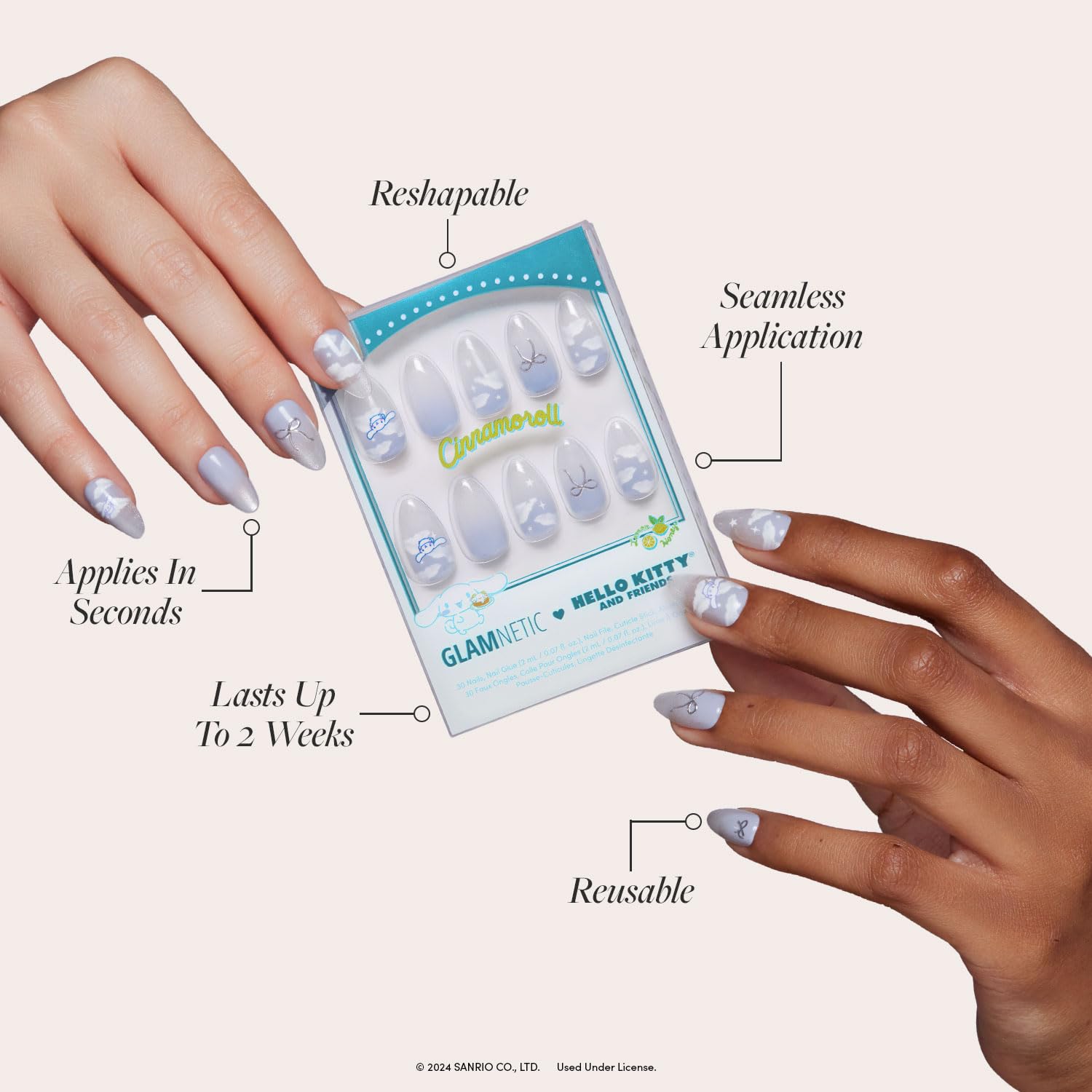 Glamnetic pale blue velvet nails highlight soft texture and luxe feel