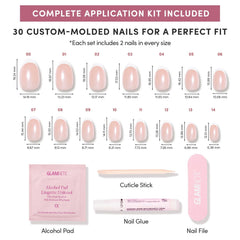 Glamnetic Pearlfect nails in short oval shape ready for at-home manicure.