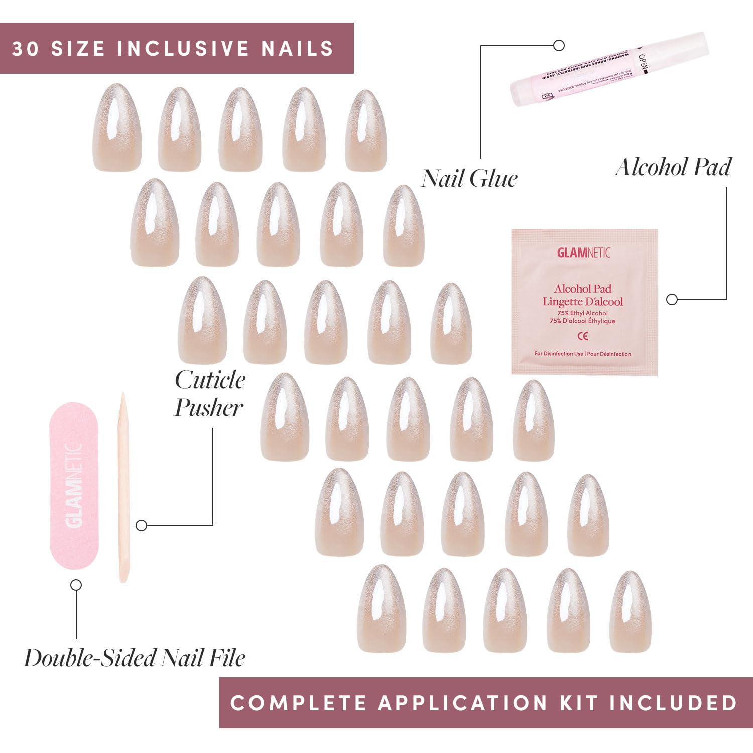 Glamnetic Polar Night nails available in 15 sizes for a perfect fit