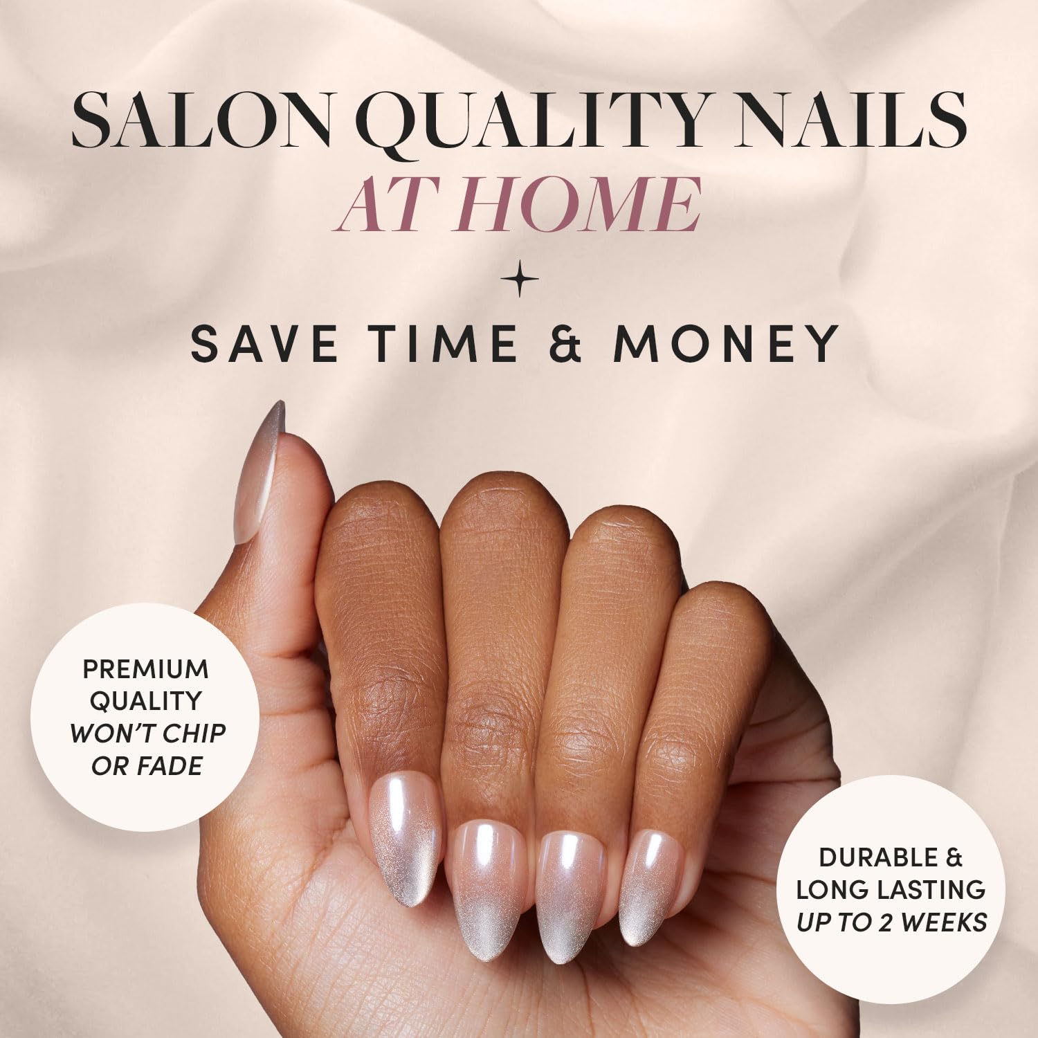 Glamnetic Polar Night nails show glossy velvet finish for durable, salon-like shine