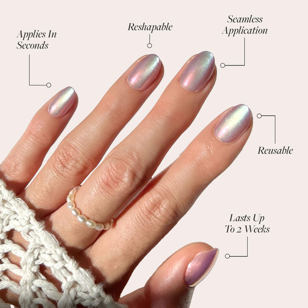 Glamnetic press-on Oyster nails in a 30-nail set for quick, customizable manicures.
