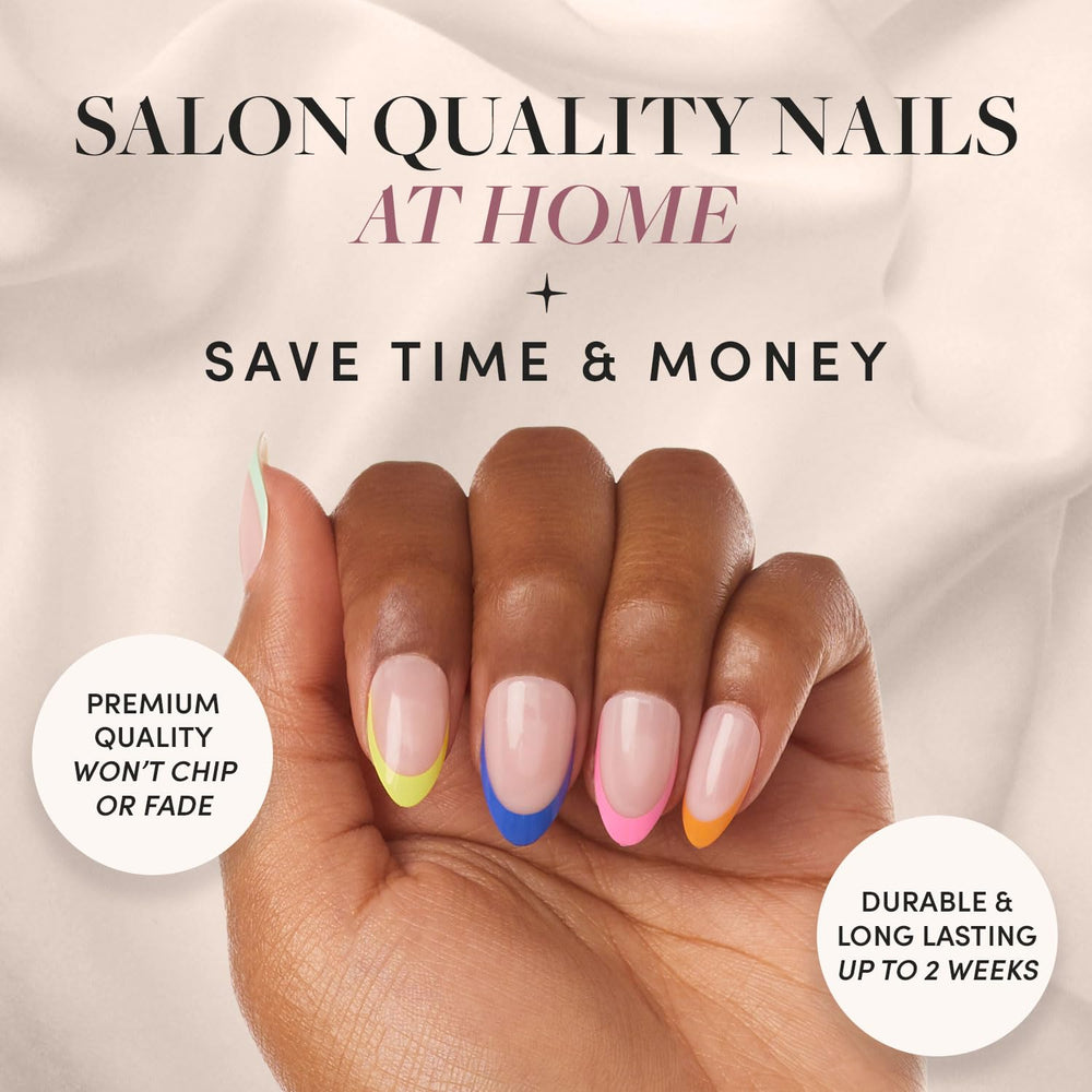 Glamnetic Sprinkles UV finish almond nails offer salon-quality durability.