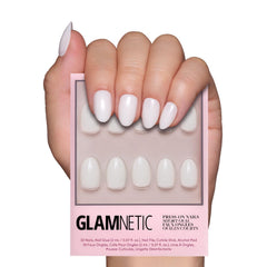 Glamnetic Uñas postizas White Swan — set completo para manicura rápida y duradera.