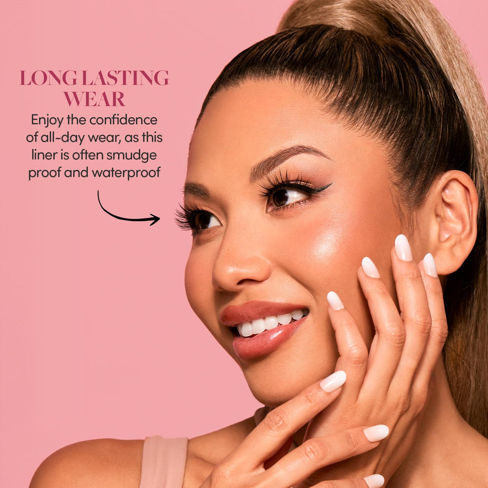 Glamnetic waterproof smudge-proof eyeliner closeup shows durable formula for all-day wear.