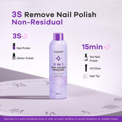 Glamonade remover ingredients panel shows grape seed oil nourishment