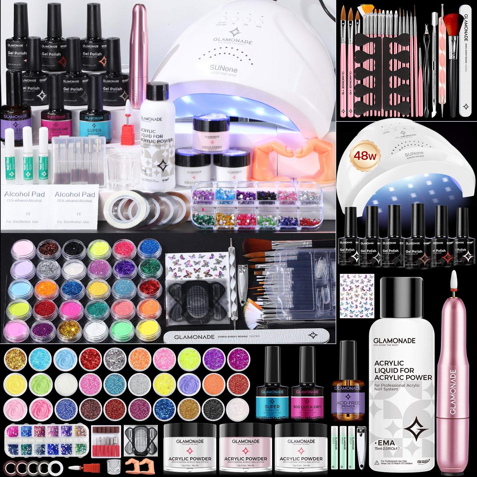 Glamonade acrylic nail kit everything—comprehensive at-home salon-quality nails.
