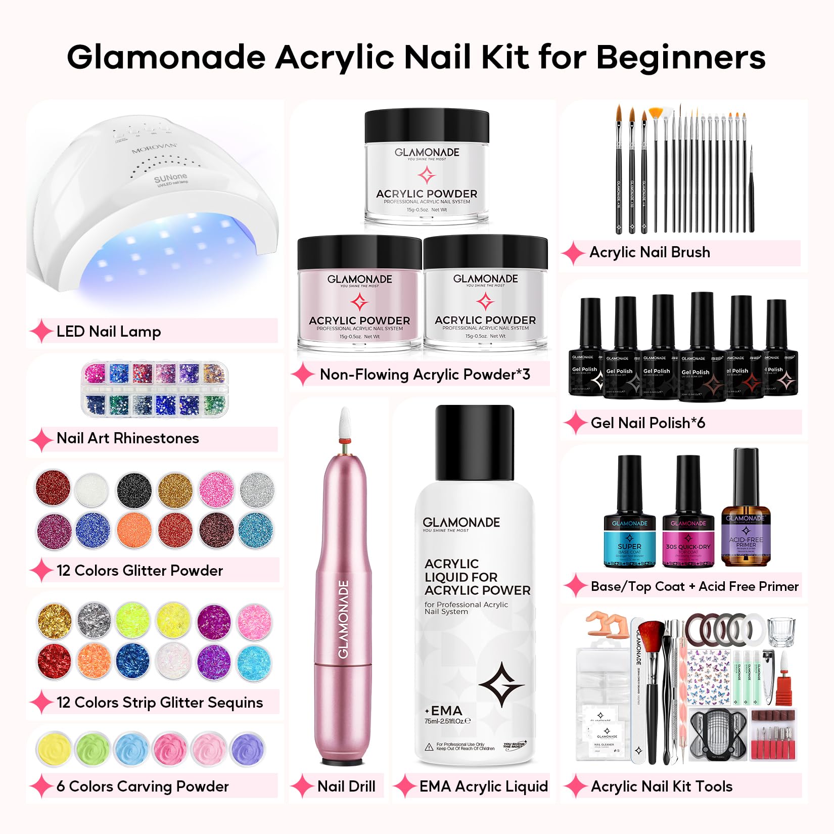 Glamonade nail drill—low-noise precision for smooth filing and cuticle care.