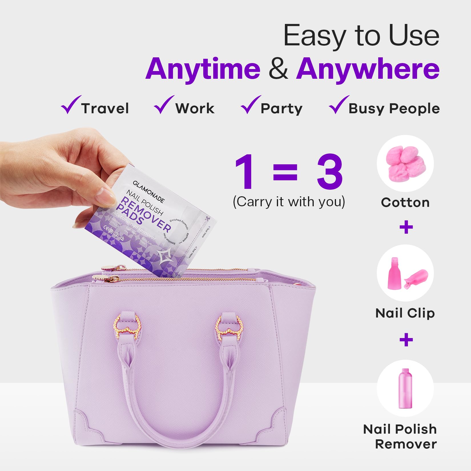 Glamonade pad clean finish shows residue-free nails.