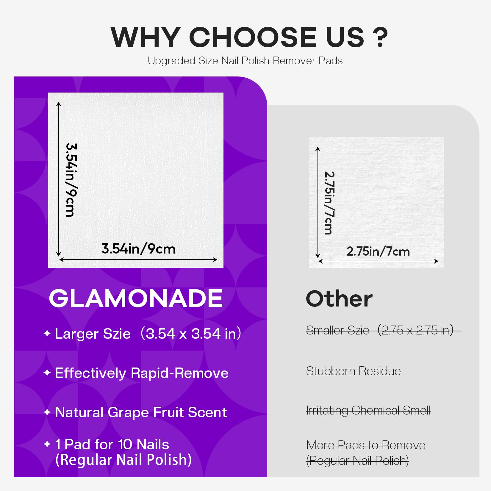 Glamonade remover pad individually wrapped conveys mess-free travel.