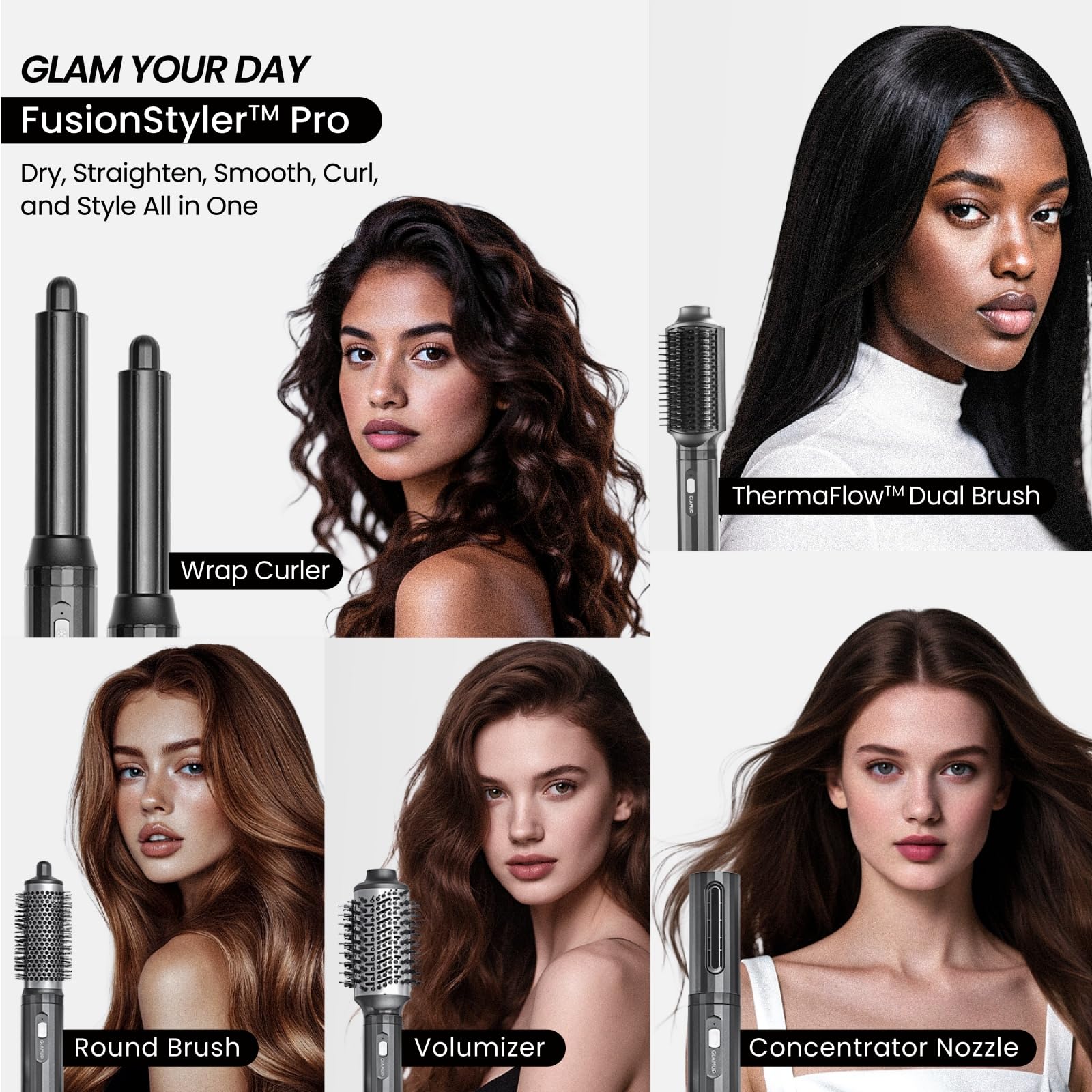 GlamUp FusionPro high-speed motor enables faster styling sessions.