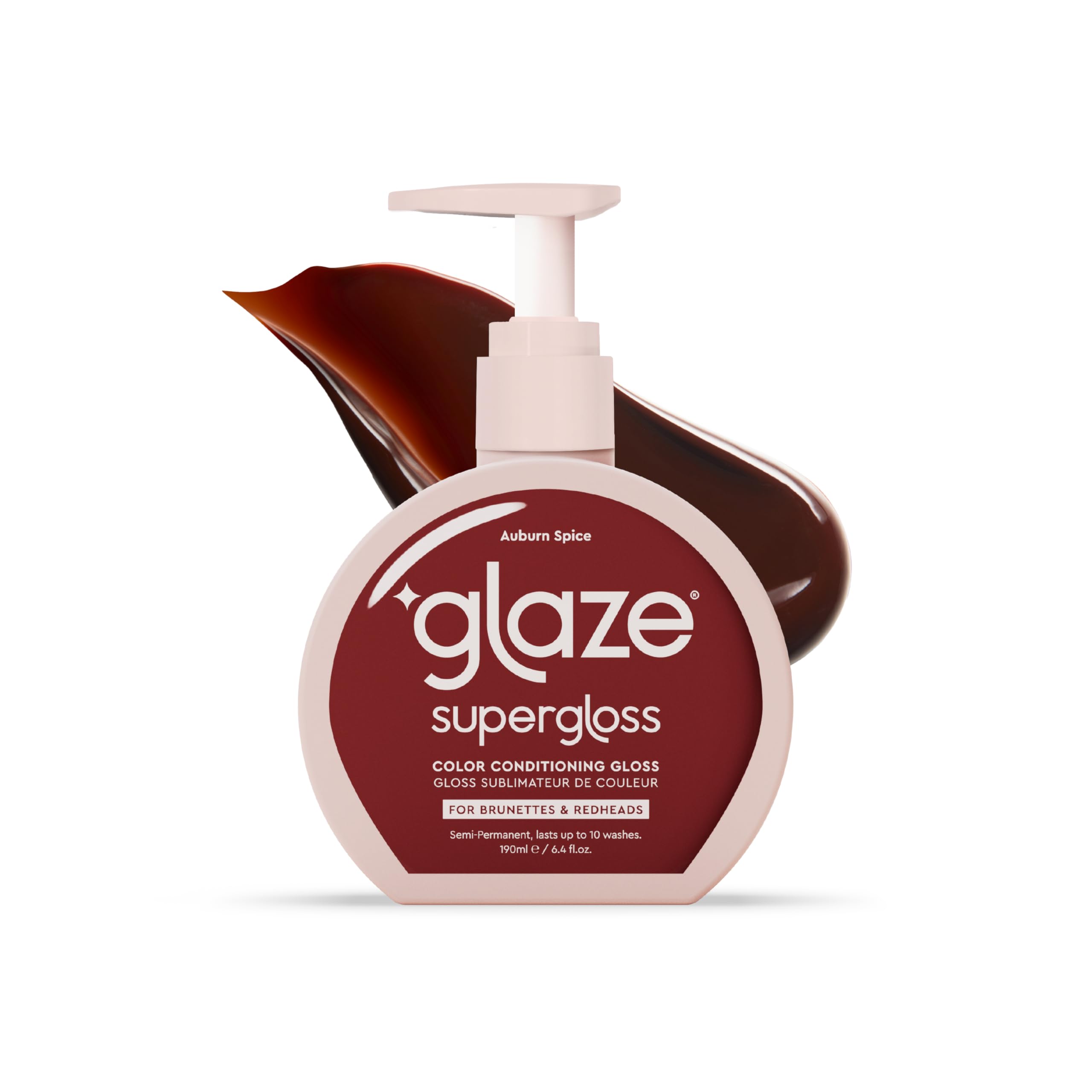 Glaze Auburn Spice bottle shows quick color refresh and salon-like shine.